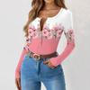 Women's Slim Bottom T-shirt Fashion Casual Gradient Printing Round Neck Pullover Long Sleeve Top