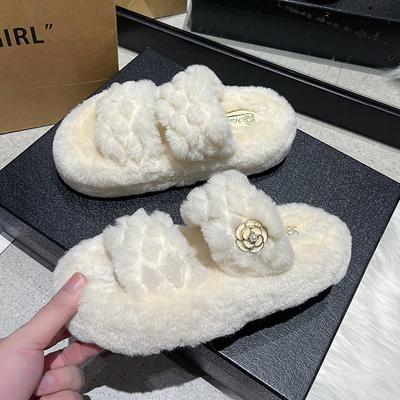 2024 новые интернет-знаменитости фея пушистые тапочки женщины носят толстую подошву нескользящие удобные осенне-зимние домашние универсальные пожилые ощущения