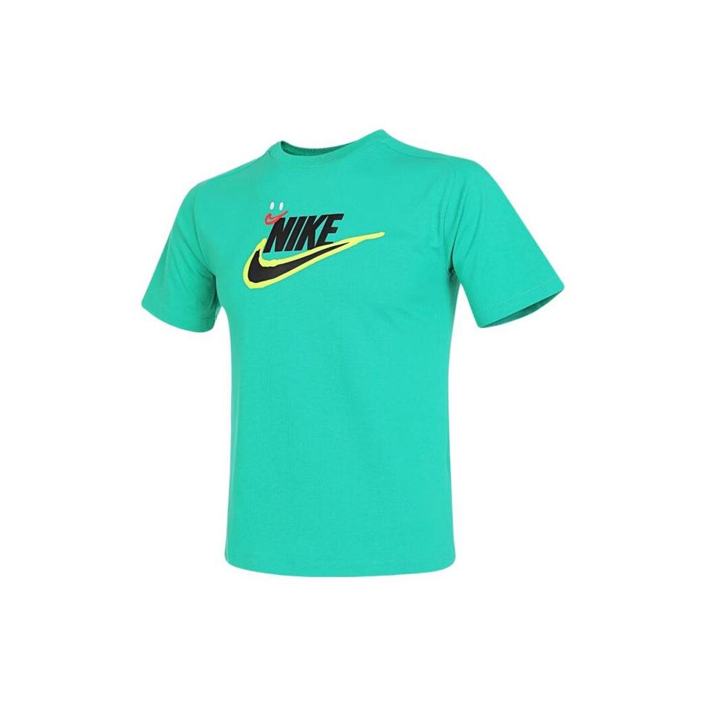 Nike Printed Logo Crew Neck Casual Short Sleeve T-Shirt With Drop Shoulders Kids Tops Green HF6295-324