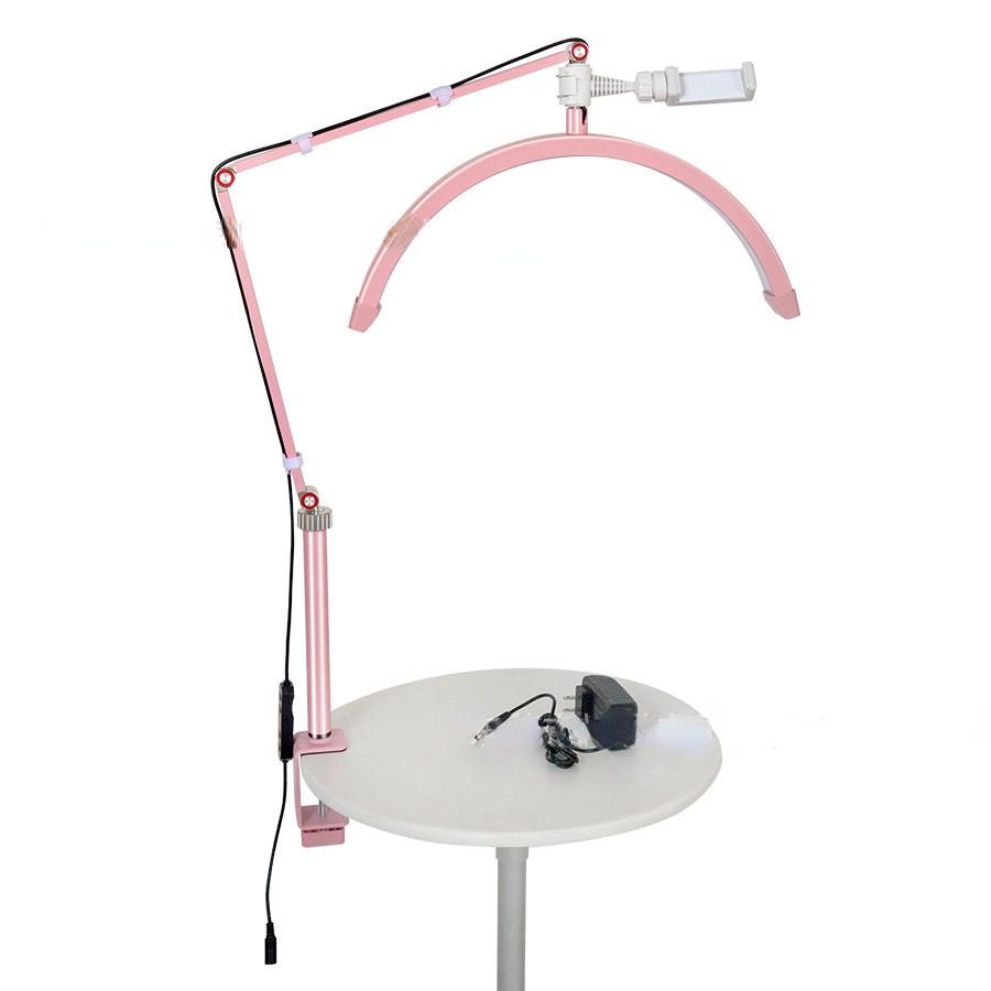 16 Inch Height Adjustable Eye Protection Table Lamp Half Moon Beauty Lamp Desktop Bedside Tattoo Beauty Fill Light LED