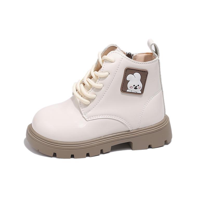 Новые детские ботинки для девочки повседневные ботильоны на платформе с кроликом Модные глянцевые детские ботинки из ПУ Весенне-осенние универсальные
