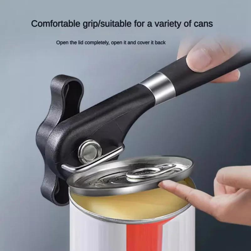 Safe Cut Can Opener, Smooth Edge Can Opener Handheld, Food Grade Stainless Steel Cutting Can Opener for Kitchen & Restaurant