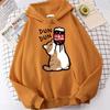 Cartoon Cat Drink Salary Increase Beverages Hooded Jacket Casual Cartoon Hoodies Pleasure Sweatshirts Home Harajuku Tops Hoodies & Sweatshirts Women's