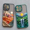 Чехол для телефона с принтом Гор и Текущей Воды Для IPhone 16 15 14 Pro Max Plus 13 12 Mini 11 Pro Max X XR XS 8 7 SE2 Чехлы