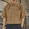 Мужские рубашки оверсайз с лацканами, короткими рукавами и полосатым принтом, повседневные, свободного кроя