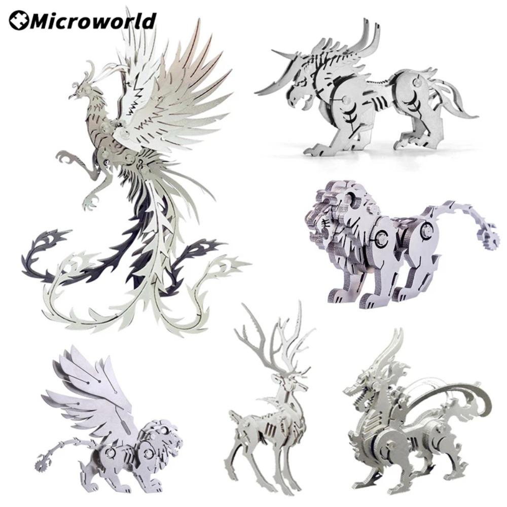 Microworld 3D Металлические Животные Головоломки Игры Стальной Варкрафт DIY Наборы Разборные Пазлы Подарки на День Рождения Игрушки Для Дома Декоративные