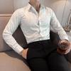 Bronzing Striped Men Shirts Autumn Fashion Long Sleeve Male Dress Shirt Club Party Wear Social Casual Blouse Homme