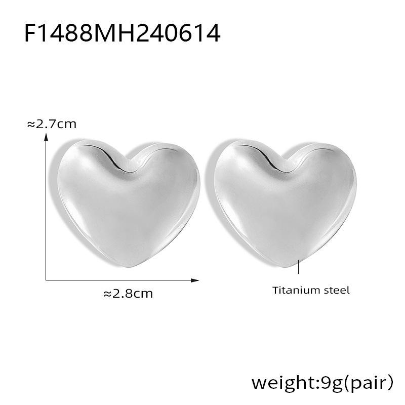 Серьги-гвоздики Wind Peach Heart Exaggerated Design Smooth Surface Non-blowning Earrings 18k Gold Titanium Steel Earrings Women