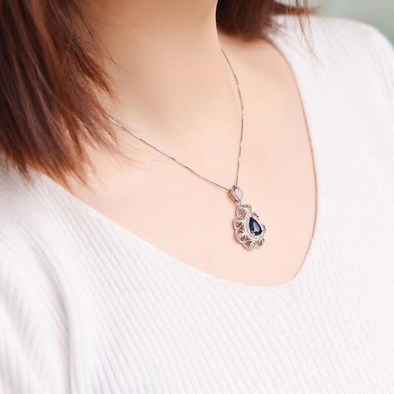 Темпераментная подвеска в форме капли с имитацией сапфира и кубическим цирконием для женщин, стильные ожерелья, стильные, с ажурным дизайном, классические ювелирные изделия, подарки, мода, капля