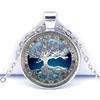 Featuring a Blue Tree of Life Design In a Round Glass Pendant Necklace, Perfect As a Creative Gift for Men And Women.
