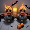 Halloween Flame Duck Statue Gothic Skull Duck Figurine Resin Sculpture Holiday Party Desktop Decoration Ornament