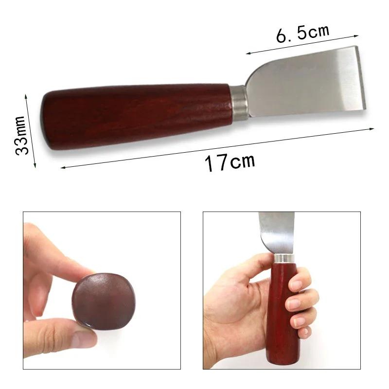 Инструмент для кожевенного ремесла своими руками, деревянная ручка, нож для резки кожи из нержавеющей стали, кожаный нож-лопатка для работы с кожей