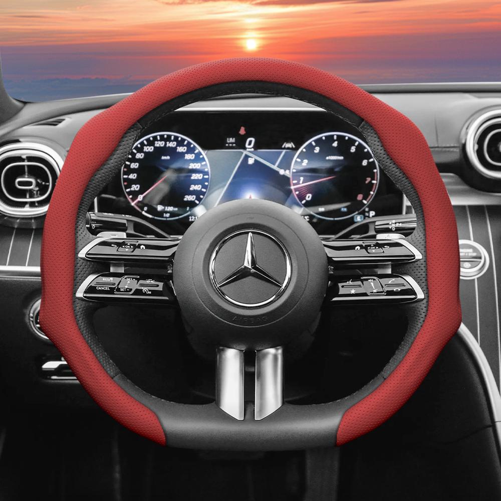 Подходит для Mercedes-Benz, Чехол на руль из перфорированной кожи, Нескользящий, Впитывающий пот, Дышащий, Интегрированный защитный чехол V g S a E C Cla