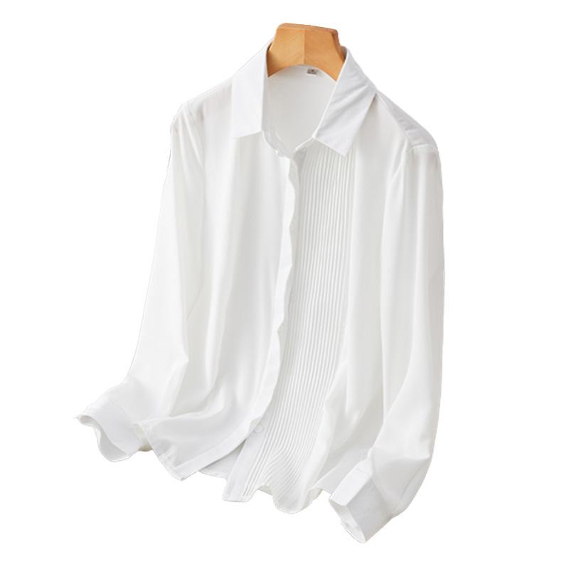 Женская осенняя новая простая блузка с длинным рукавом для офиса Белая рубашка