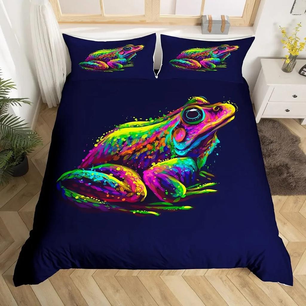 Green Tree Frog King Queen Full Duvet Cover Lovely Rain Trees Animal Bedding Set Wildlife Comforter Cover Polyester Quilt Cover