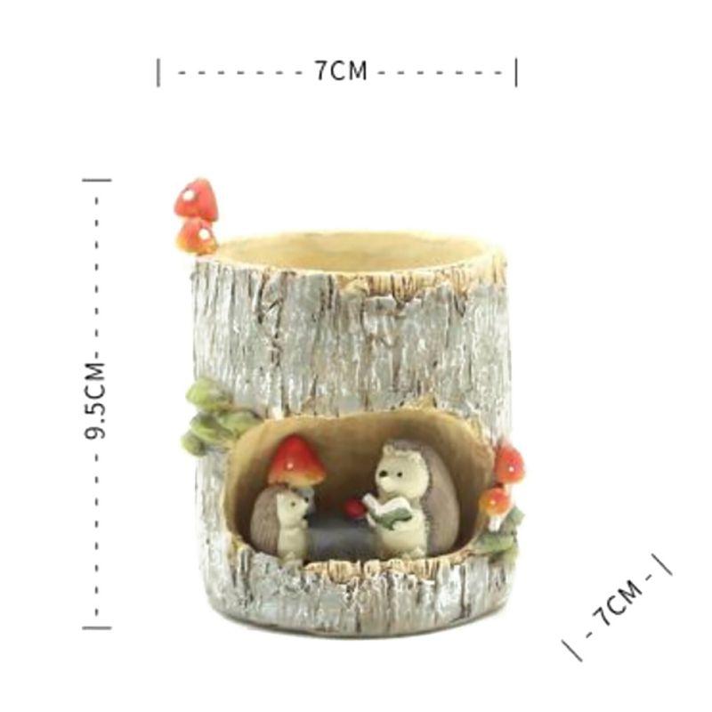 Милые горшки для суккулентов Горшок Кашпо Животное Растения с дренажным отверстием Пень Дерева Подставка для ручек Сад Дом Настольное украшение