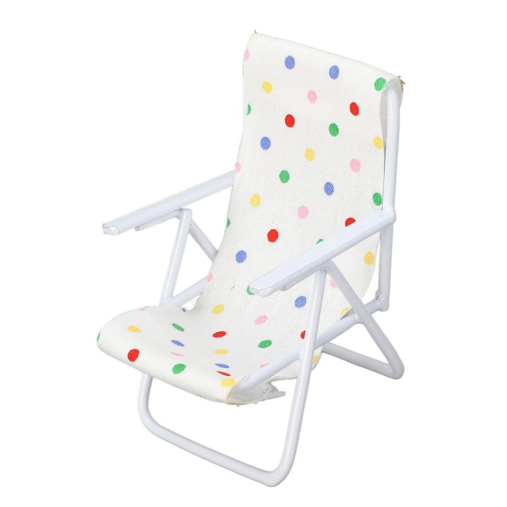 Миниатюрное пляжное кресло Реалистичное Масштаб 1/12 Легкий металлический каркас Складное Кукольный домик Кресло для загара