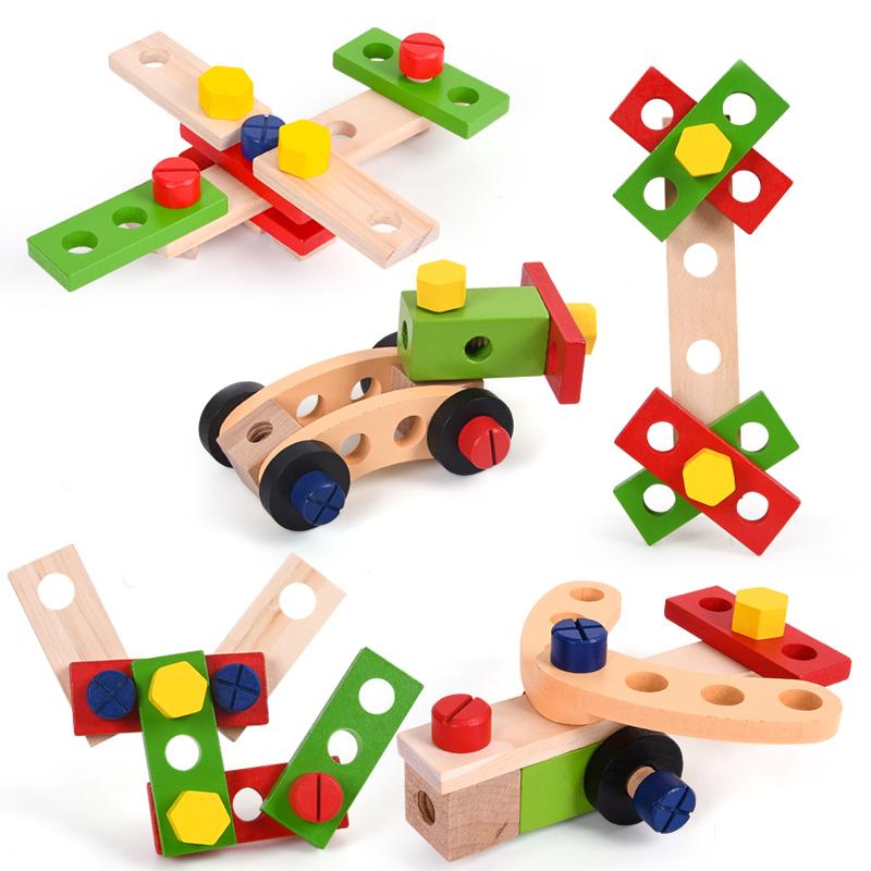 Kids Wooden Toolbox Montessori Pretend Play Tool Children Nut Screw Assembly Simulation Repair Carpenter Educational Puzzle Toy
