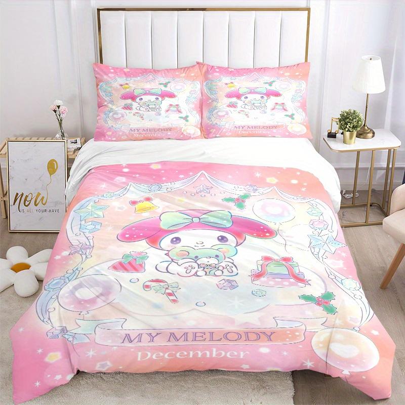 3pcs December My Melody Three-Piece Patterned Quilt Cover Set - Soft and Cozy Bedroom, Guest Room and Dorm Decorative Bedding 3-Piece Set 1 Quilt