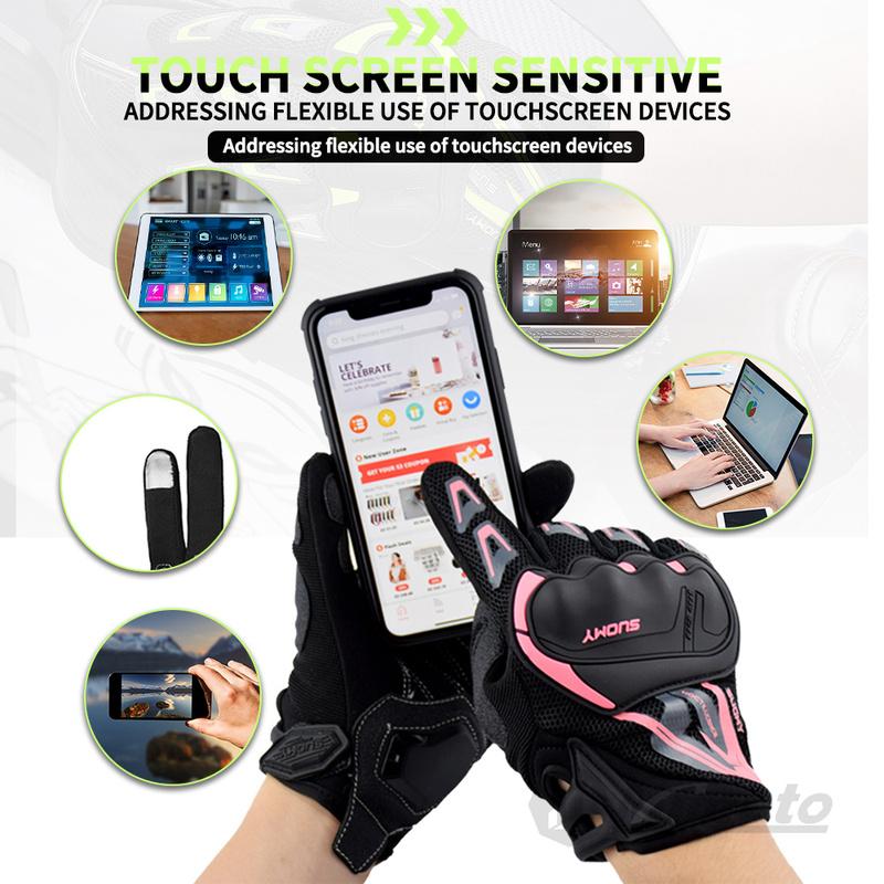 SUOMY Summer Motorcycle Gloves Breathable Mesh Motorbike Gloves Touch Screen Full Finger Motocross Gloves Moto Cycling Gloves