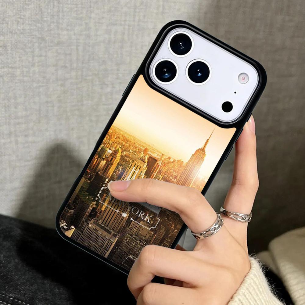 Чехол Case для iPhone 17 Air 16 Pro Max 15 Plus 11 13 Mini 14 12 Задняя крышка телефона Город Нью-Йорк мягкий