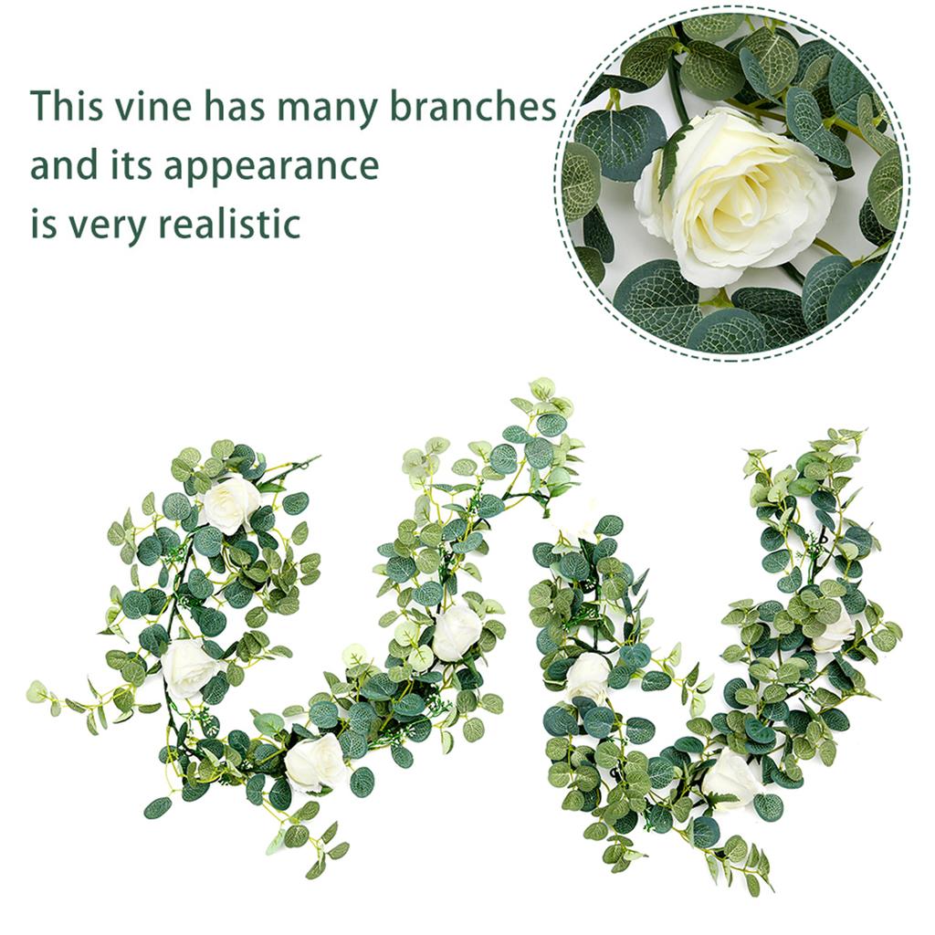 180 Cm Artificial Eucalyptus Vine Fake Rose Flowers Gypsophila Garland For Wedding Party Table Runner Decor Christma Wreath Arch