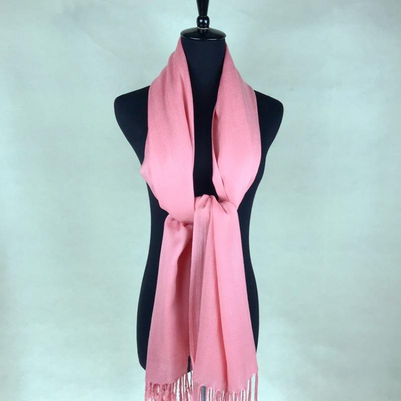 Big Red Club Gift Print OO Embroidery Solid Color Twill Cotton Shawl Scarf Extra Long High Sense