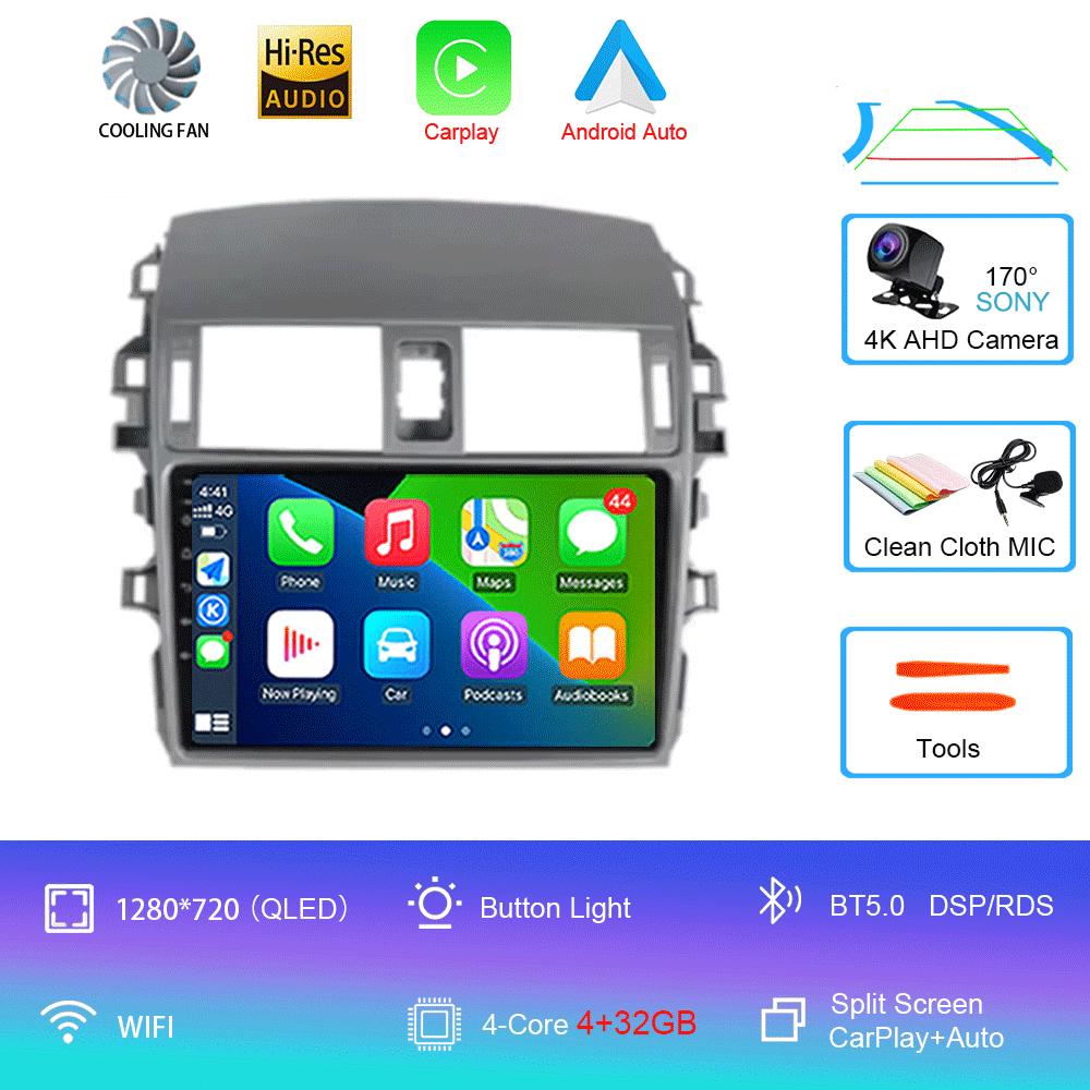 Android 14 автомобильное радио Carplay для Toyota Corolla 10 E140 E150 2006 - 2013 навигация GPS стерео блок Android Auto без 2din 5G Wifi