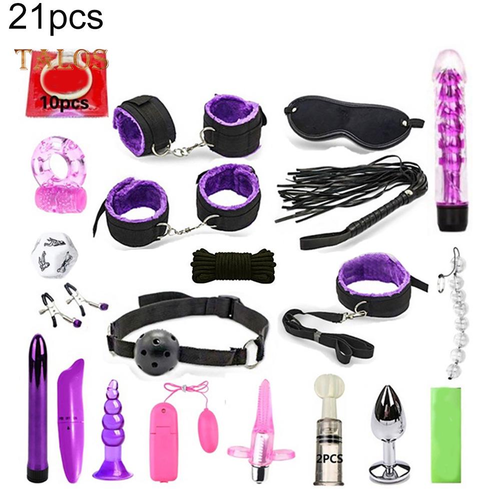 TBH Plush Handcuffs Restraints Bondage Condom Dildo Choker Couples Sex Tool Set