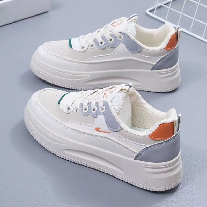 Весенне-осенние новые белые туфли, женская обувь, универсальные туфли для досок, дышащие кроссовки на платформе, модная спортивная обувь