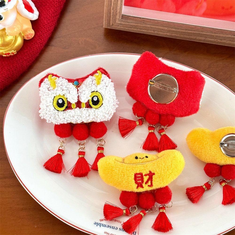 Lucky Spring Festival Pin Coin Chinese Style Pin Fashion Lion Dance Brooch  Party