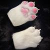 Cartoon Plush Cat Paw Gloves Furry Cat Claw Mittens Kawaii Cosplay Props  Club