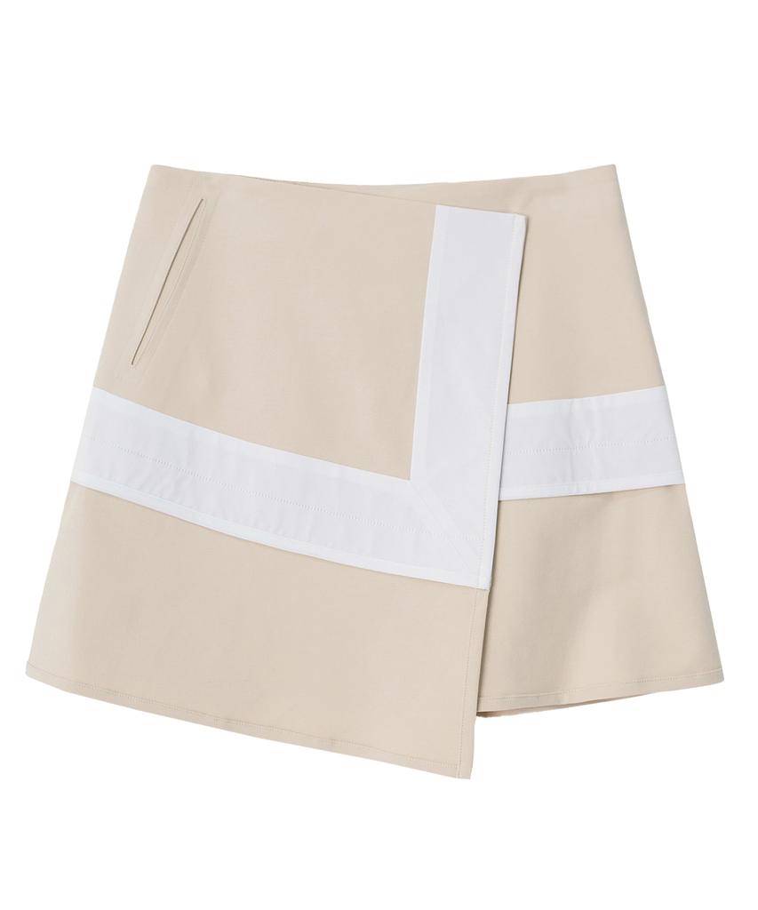 Mayol Contrast Cotton Blend Wrap Skirt_Light Beige