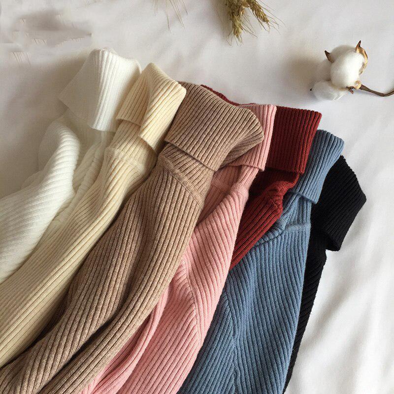 Ребристый пуловер, женский свитер, джемпер, зимняя тонкая водолазка, вязаные свитера, женский мягкий теплый трикотаж с длинными рукавами, свитер