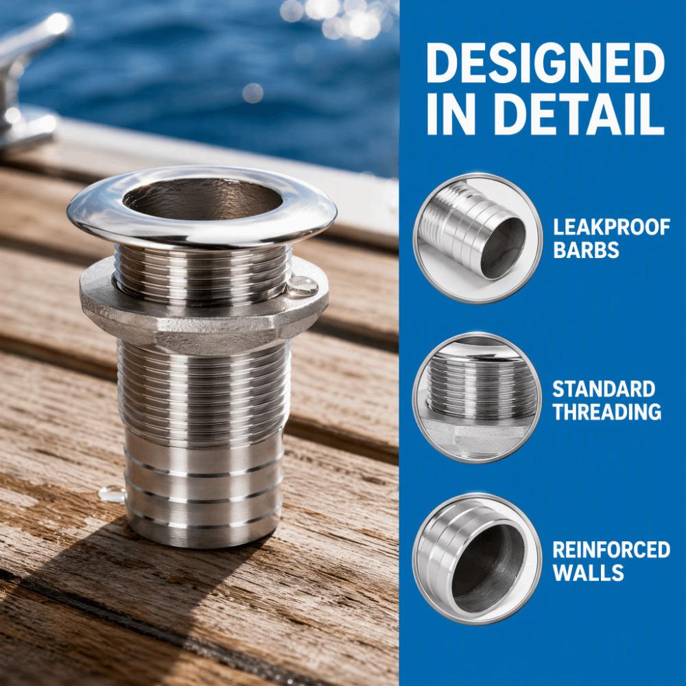 Standard Length Marine Drain Outlet Barbed Design Water Drain Fitting For Yacht
