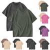 2PC Unisex T-shirt Casual Loose Solid Color Round Neck Pullover Short Sleeve T-shirt Top