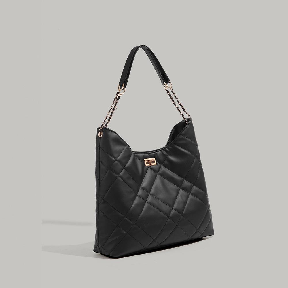 Quilted tote bag with a high-end feel, women's 2025 new model, large-capacity commuter bag, versatile for summer