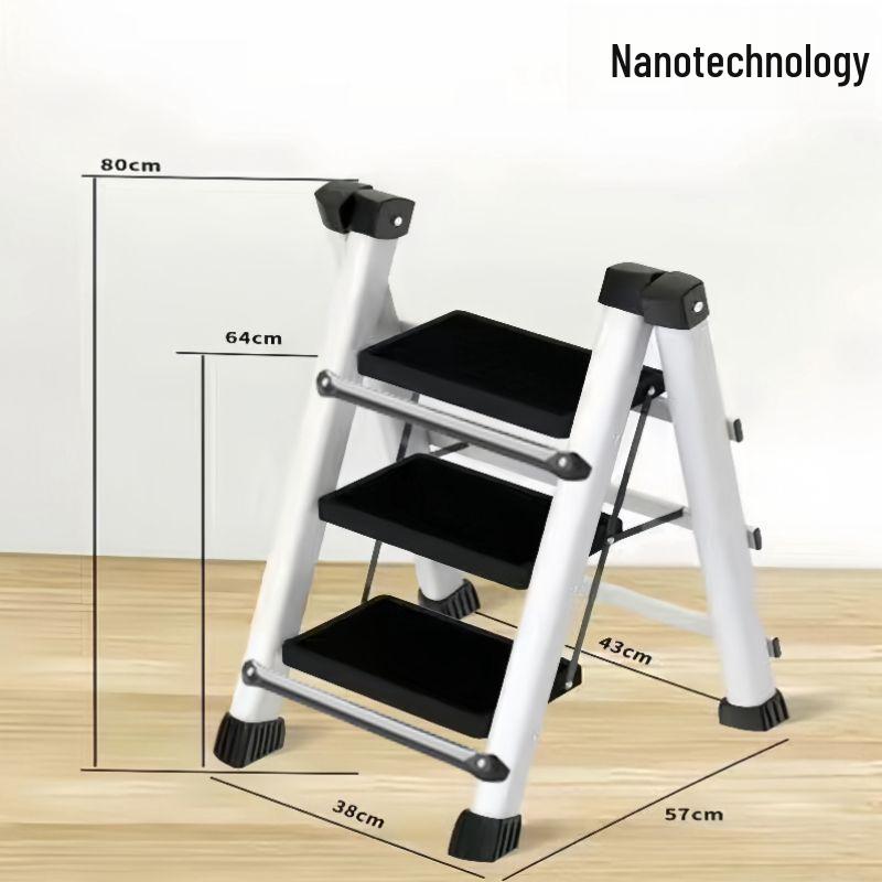 Folding Telescopic A-Frame Household Ladder, Thickened Step Stool, 3-4 Steps, Multifunctional Indoor Use.