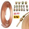 25ft 7.62m Car Roll Tube Coil of 3/16" OD Copper Brake Pipe Hose Line Piping Tube Tubing Rust-proof With 16PCS Tube Nuts