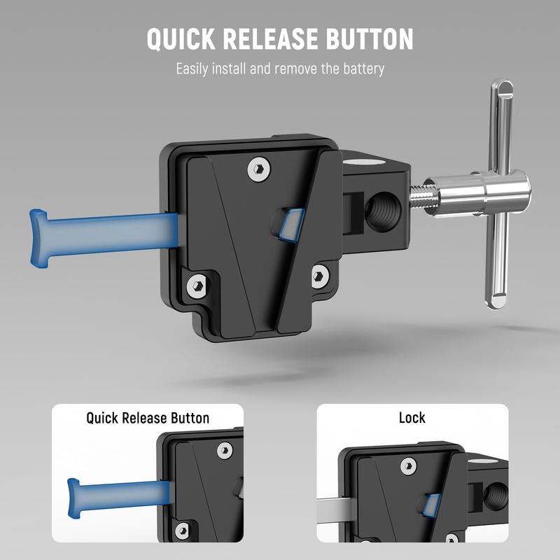 NEEWER Mini V Mount Battery Plate with Wide Super Crab Clamp & QR Lock for Tripod Light Stand C Stand Gimbal Column and 15mm