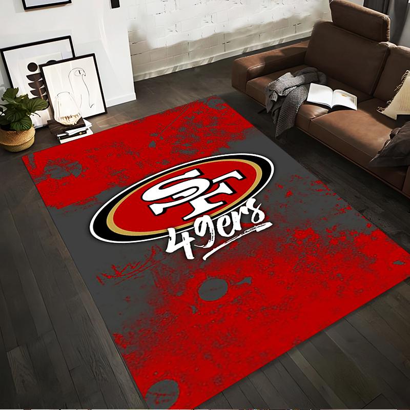 Red and Gray SF 49ers Logo Rug Design Non-slip rug suitable for living room and bedroom sofas.