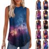 Женская мода повседневный безрукавка жилет винтажный принт круглый вырез без рукавов топ