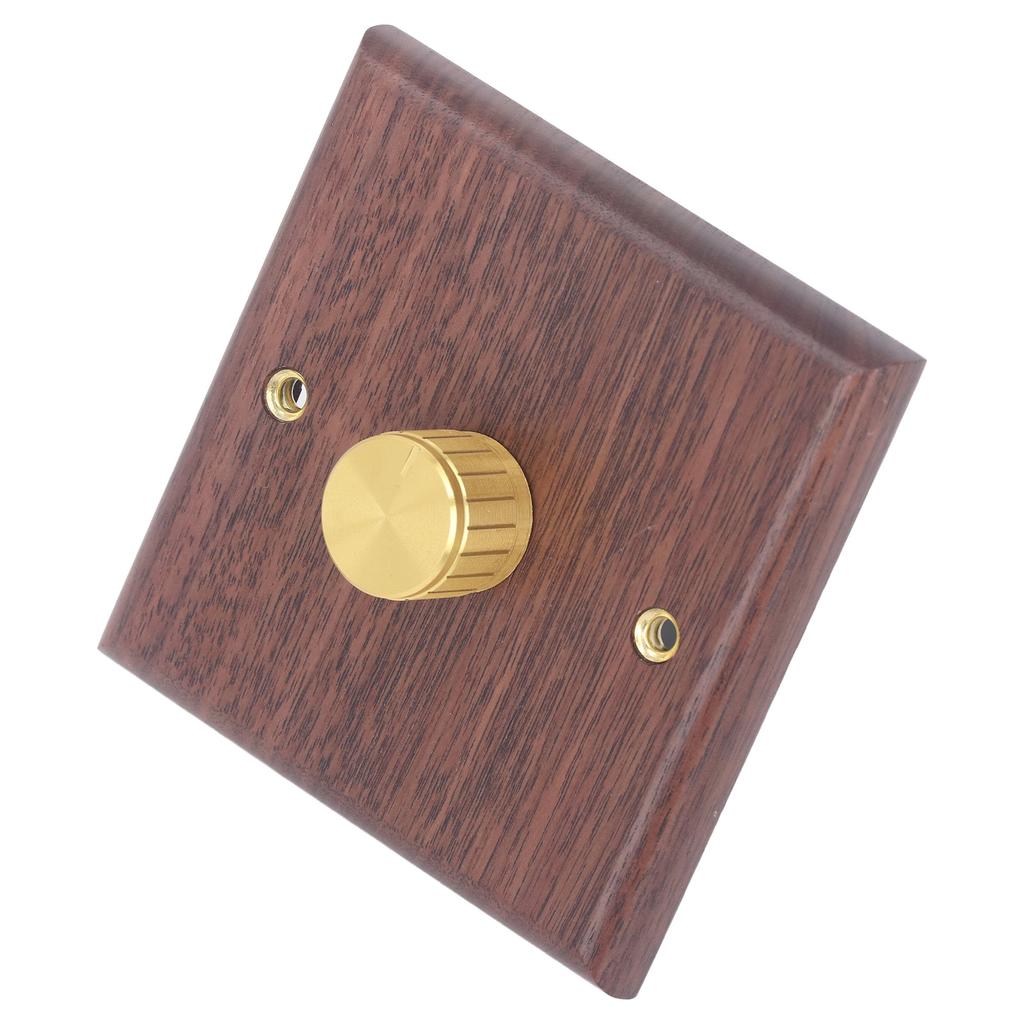 Диммерный выключатель с латунной ручкой, дерево черного ореха, поворотный диммер для домашнего освещения, 200–250 В