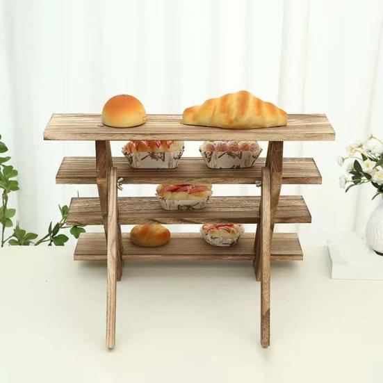 Деревянная подставка для кексов, многоярусная стойка для демонстрации десертов, складная конструкция, гладкие края, без заусенцев, простая в установке подставка для демонстрации кексов