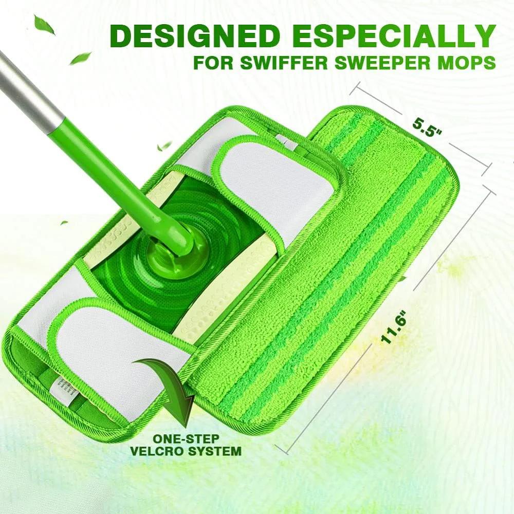 Насадки из микрофибры для швабр Swiffer Sweeper 12 дюймов Многоразовые Моющиеся Сменные насадки для швабры для пола Мультиповерхностная Влажная и Сухая уборка