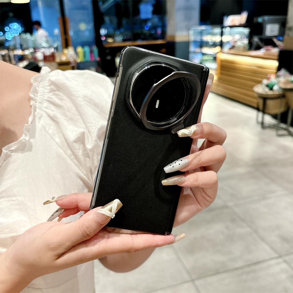Чехол для Huawei Honor Magic V5 Роскошный из ПУ-кожи с подставкой для объектива Защитная задняя крышка Чехол для корпуса телефона Honor Magic V5 V 5