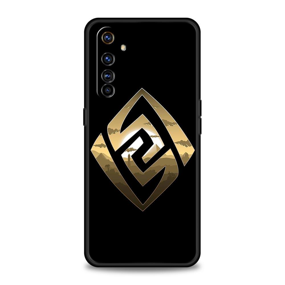 Милый логотип Genshin impact для Realme 9i, роскошный чехол для телефона 9 8 5G GT2 7 6 Pro Plus 8i C21 C3 C11 C25, черный силиконовый чехол