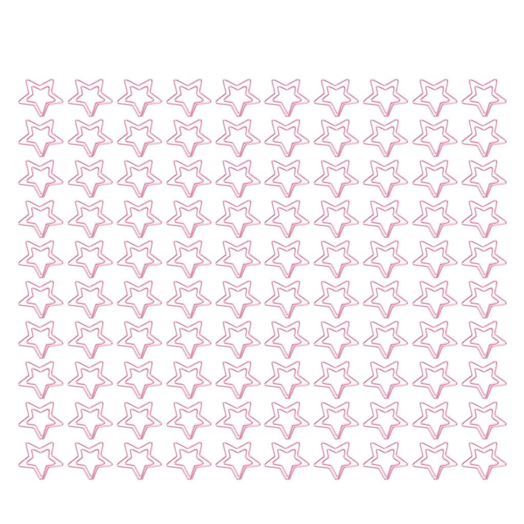 100PCS Paper Clips Cute Star Shape Metal Plating Bright Small Paperclips for Office School H