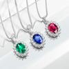Multi-colored Pendant, Colored Treasure Necklace, High-end Princess Round Sapphire Sunflower Necklace.
