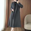 Temperament Women's Extra Long Double-Faced Wool Slim Fit Pea Coat - 100% Wool Autumn/Winter High-End Overcoat